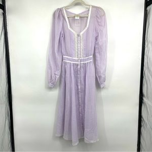Rare Gunne Sax Vintage Lavender Purple Sheer Midi Dress